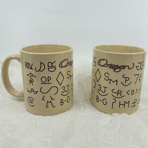 Vintage Rodeo Oregon Cowboy Cattle Branding Pair of Mugs - Coffee Mugs M Ware